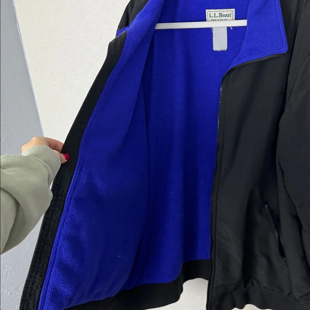 Vintage LL‎ Bean Warm Up Jacket Black Blue Fleece Lined Mens XL Tall zip Outdoor